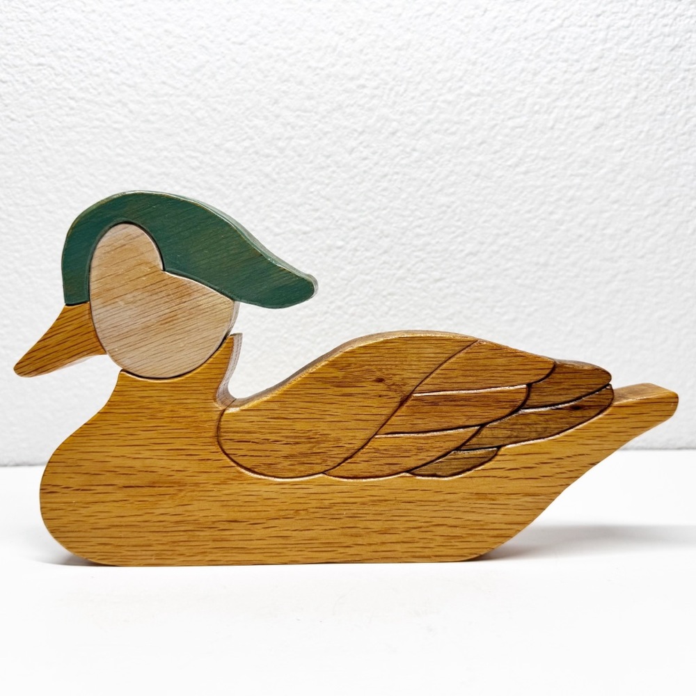 Vintage Decorative Wooden Duck Shelf Art